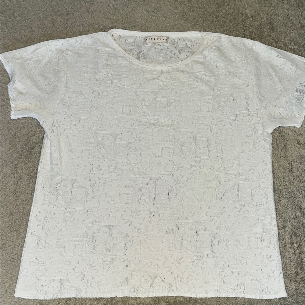White Lace T-Shirt Fitigues stretchy